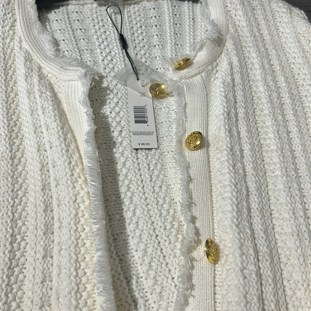 Tahari Cream Cardigan with Gold Buttons - Picture 3 of 5